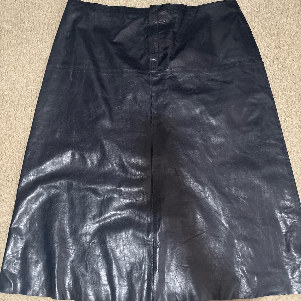 Banana Republic Black Leather Pencil Skirt